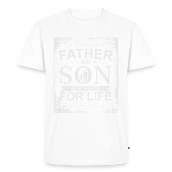 Père et fils meilleurs amis Vater und Sohn - T-shirt Premium bio Homme - blanc - Devant - Nico (187cm)