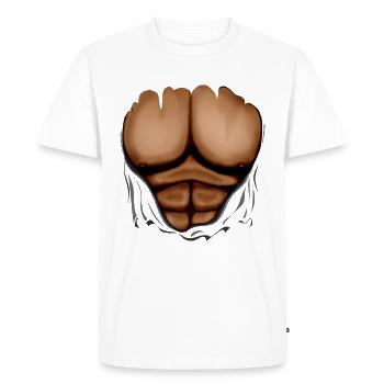 Ripped Muscles, six pack, chest T-shirt - Men's Premium Organic T-Shirt - white - Front - Nico (187cm)