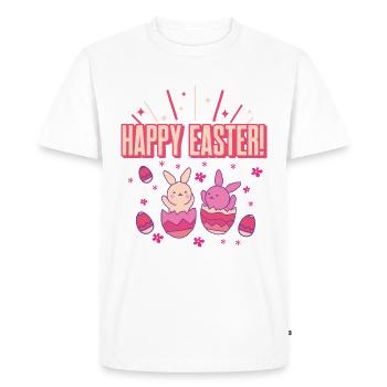 Happy Easter Happy Easter funny bunnies from the egg - Men's Premium Organic T-Shirt - white - Front - Nico (187cm)