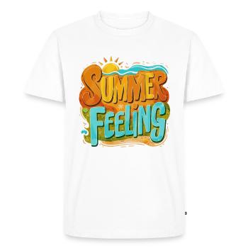 Sensation d’été - T-shirt Premium bio Homme - blanc - Devant - Nico (187cm)