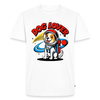 Chien mignon en tant qu’astronaute dans le style bande dessinée - T-shirt Premium bio Homme - blanc - Devant - Nico (187cm)