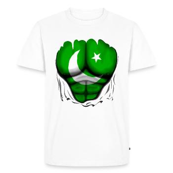 Pakistan Drapeau Déchiré Musculaires - T-shirt Premium bio Homme - blanc - Devant - Nico (187cm)