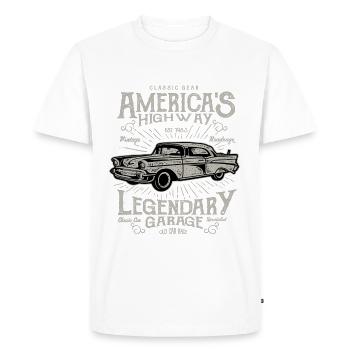 Voiture ancienne Vintage Vintage America Highway - T-shirt Premium bio Homme - blanc - Devant - Nico (187cm)
