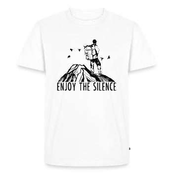 Enjoy The Silence - Hiking Outdoor Nature Mountains - Men's Premium Organic T-Shirt - white - Front - Nico (187cm)