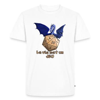 La vie est un jeu - T-shirt Premium bio Homme - blanc - Devant - Nico (187cm)