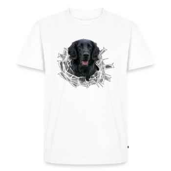 Flat Coated Retriever in glass hole - Men's Premium Organic T-Shirt - white - Front - Nico (187cm)