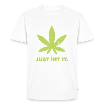 Cannabis leaf cannabis hemp grass hashish ganja - Men's Premium Organic T-Shirt - white - Front - Nico (187cm)