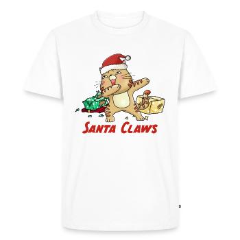 Christmas funny cat Christmas tree cat ugly - Men's Premium Organic T-Shirt - white - Front - Nico (187cm)