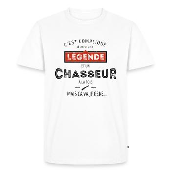 Légende et chasseur - T-shirt Premium bio Homme - blanc - Devant - Nico (187cm)