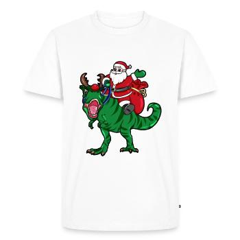 Santa Claus Dinosaur Dino Santa Santa Claus - Men's Premium Organic T-Shirt - white - Front - Nico (187cm)