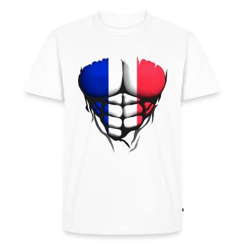 francais drapeau torse corps muscle abdo - T-shirt Premium bio Homme - blanc - Devant - Nico (187cm)