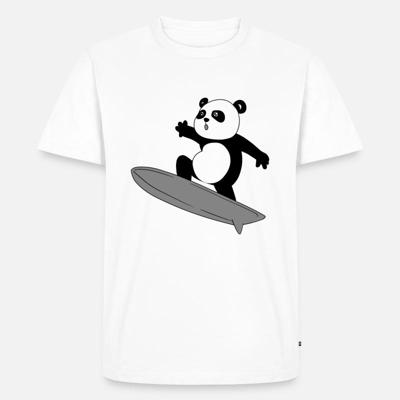 Panda Surfer - Männer Premium Bio T-Shirt - Weiß