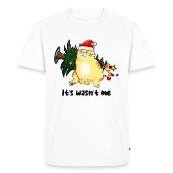 Christmas funny cat Christmas tree cat ugly - Men's Premium Organic T-Shirt - white - Front - Nico (187cm)