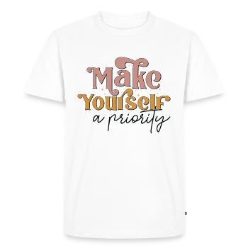 Faites-vous une priorité - T-shirt Premium bio Homme - blanc - Devant - Nico (187cm)