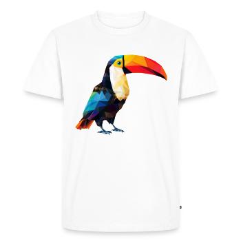 Toucan géométrique : l’art polygonal au paradis - T-shirt Premium bio Homme - blanc - Devant - Nico (187cm)