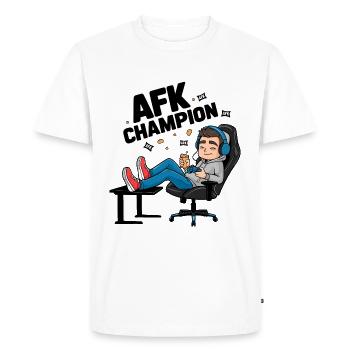 AFK Champion - Fun Gaming Design - Men's Premium Organic T-Shirt - white - Front - Nico (187cm)