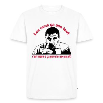 les cons ça ose tout lino ventura - T-shirt Premium bio Homme - blanc - Devant - Nico (187cm)