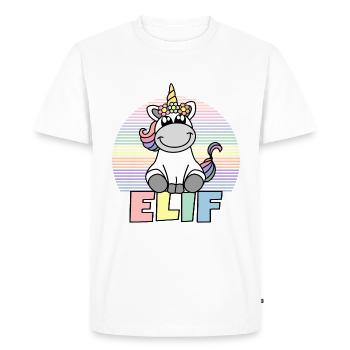 Elif Unicorn Name - Men's Premium Organic T-Shirt - white - Front - Nico (187cm)