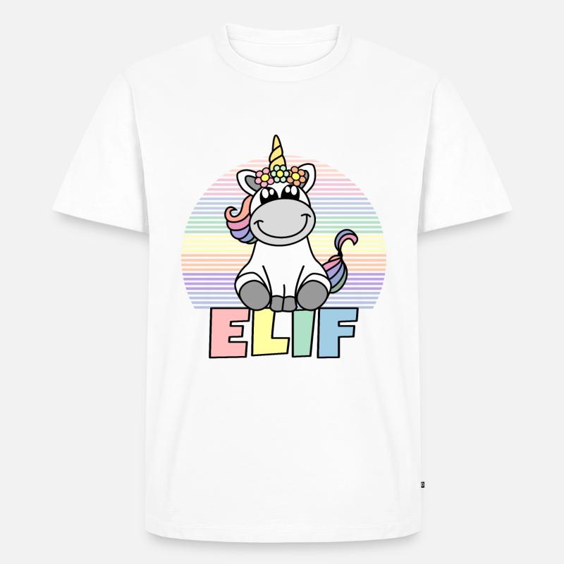 Elif Einhorn Name - Männer Premium Bio T-Shirt - Weiß