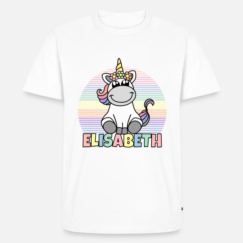 Elisabeth Einhorn Name - Männer Premium Bio T-Shirt - Weiß