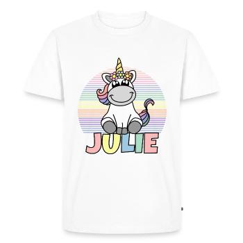 Julie Nom de la licorne - T-shirt Premium bio Homme - blanc - Devant - Nico (187cm)