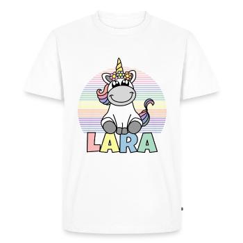Lara Unicorn Name - Men's Premium Organic T-Shirt - white - Front - Nico (187cm)