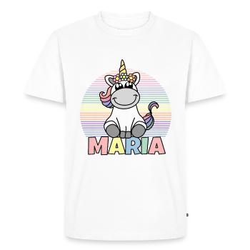 Nom de la licorne Maria - T-shirt Premium bio Homme - blanc - Devant - Nico (187cm)