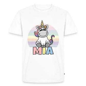 Nom de la licorne Mia - T-shirt Premium bio Homme - blanc - Devant - Nico (187cm)