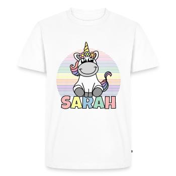 Sarah Unicorn Name - Men's Premium Organic T-Shirt - white - Front - Nico (187cm)