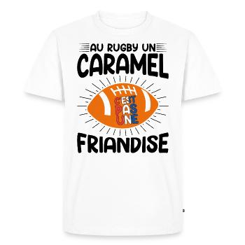 Au Rugby Un Caramel C'est Pas Une Friandise - T-shirt Premium bio Homme - blanc - Devant - Nico (187cm)
