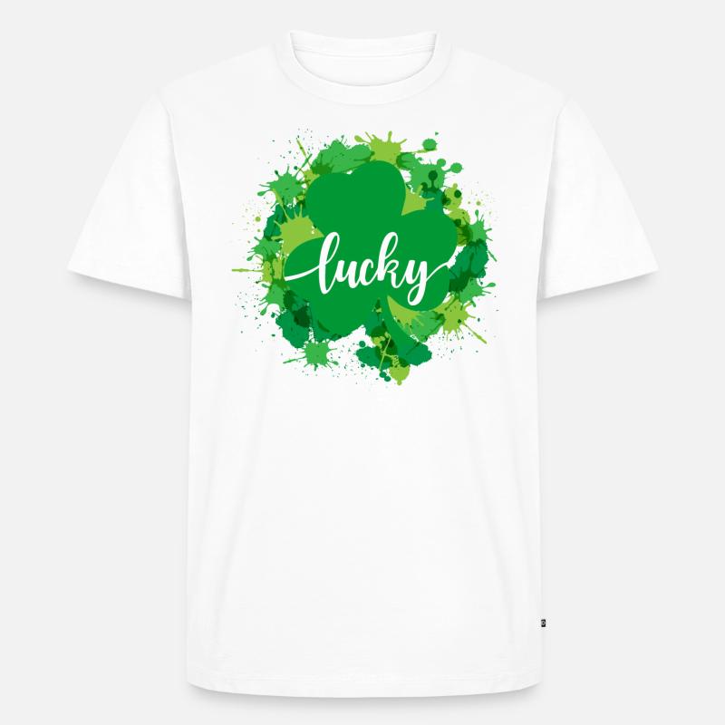 Aquarell Saint Patrick Day - Männer Premium Bio T-Shirt - Weiß