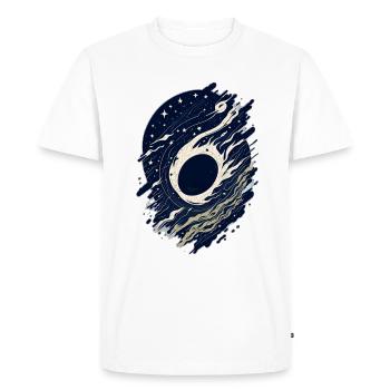 Euphorie cosmique : étoiles rétro et trous noirs - T-shirt Premium bio Homme - blanc - Devant - Nico (187cm)