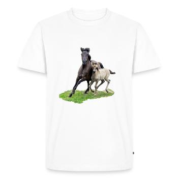 mare Dülmener Wild Horse avec galops poulain - T-shirt Premium bio Homme - blanc - Devant - Nico (187cm)