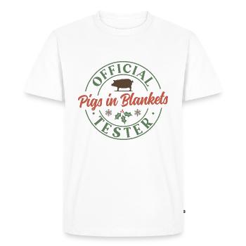 Official Pigs in Blankets tester - Men's Premium Organic T-Shirt - white - Front - Nico (187cm)