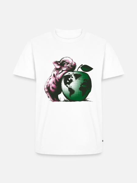 Vegan-Schweinchen - Männer Premium Bio T-Shirt - Weiß