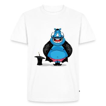 Hippopotamus Magician Doodle Art - Men's Premium Organic T-Shirt - white - Front - Nico (187cm)