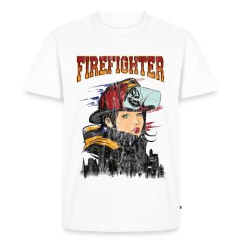 Jolie femme POMPIER - Sexy Firemen cadeau - T-shirt Premium bio Homme - blanc - Devant - Nico (187cm)
