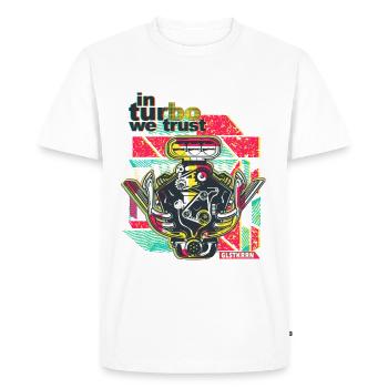 en Turbo nous avons confiance, V6 bloc moteur, mécanique - T-shirt Premium bio Homme - blanc - Devant - Nico (187cm)