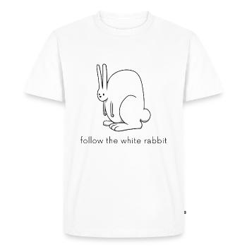 follow the white rabbit - Men's Premium Organic T-Shirt - white - Front - Nico (187cm)