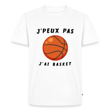 Je peux pas, j'ai basket - T-shirt Premium bio Homme - blanc - Devant - Nico (187cm)