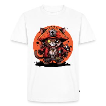 Cat Pirate King with his crew - Men's Premium Organic T-Shirt - white - Front - Nico (187cm)
