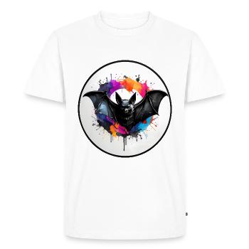Chauve-souris en technique d’aquarelle dans une zone circulaire - T-shirt Premium bio Homme - blanc - Devant - Nico (187cm)