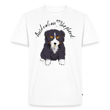 Australian Shepherd, black tri - T-shirt Premium bio Homme - blanc - Devant - Nico (187cm)