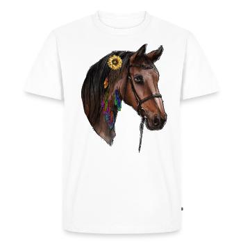 Cheval aquarelle - T-shirt Premium bio Homme - blanc - Devant - Nico (187cm)
