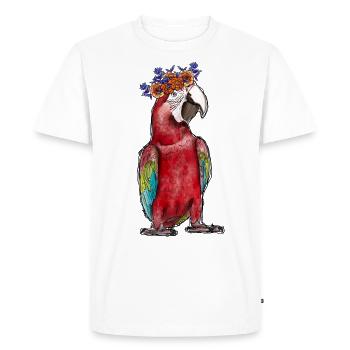 Watercolor Parrot - Men's Premium Organic T-Shirt - white - Front - Nico (187cm)