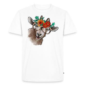 Fille de chèvre aquarelle - T-shirt Premium bio Homme - blanc - Devant - Nico (187cm)