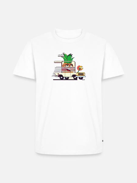 Auto fahrende funky Ananas - Männer Premium Bio T-Shirt - Weiß