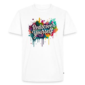 Rediscover Yourself Motivational Art - Men's Premium Organic T-Shirt - white - Front - Nico (187cm)