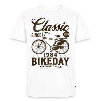 Vélo Année 1984 Cycliste 40 Ans Anniversaire - T-shirt Premium bio Homme - blanc - Devant - Nico (187cm)