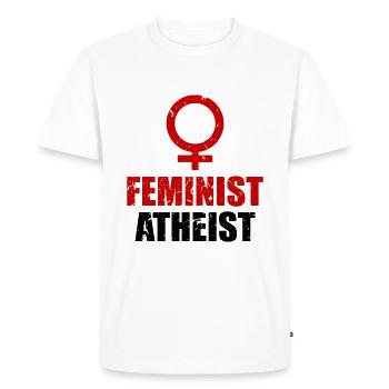 Athéiste Féministe - T-shirt Premium bio Homme - blanc - Devant - Nico (187cm)